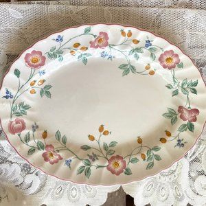CHURCHILL Briar Rose 12" Oval Serving Plate - Pink, Purple &Yellow Flowers, Pink